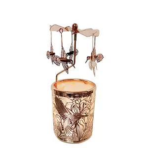 Hummingbird Rotary Candle Holder, Metal Spinning Windmill Candlestick Carousel Candle Tea Light Holder for Home Decoration for Mom Women Wife Children