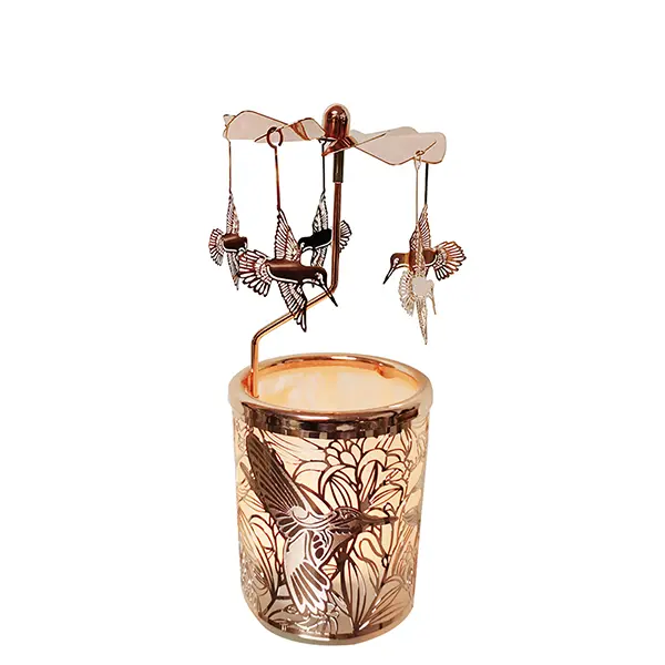 Hummingbird Rotary Candle Holder, Metal Spinning Windmill Candlestick Carousel Candle Tea Light Holder for Home Decoration for Mom Women Wife Children