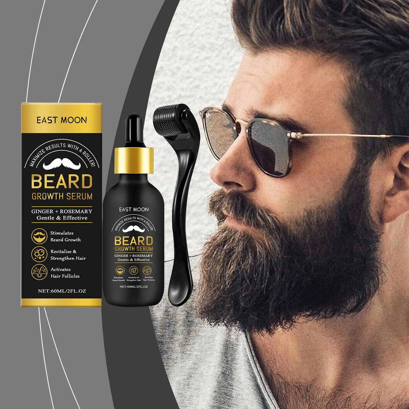 Beard Oil for Men, Nourishing & Conditioning Beard Care with Collagen, Rosemary & Ginger Oils, Helps Support a Fuller-Looking, Healthier Beard