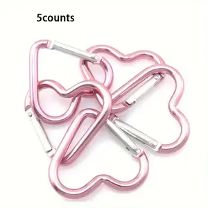 Heart Shaped Binder Clip, 5 Counts Durable Metal Binder Clip, Multipurpose Binder Accessories for Outdoor Climbing Hiking