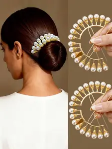 2 Piece Vintage U-Shaped Beaded Hair Clips, Perfect for Daily Hairstyles, Cosplay, Photography, Wedding Accessories