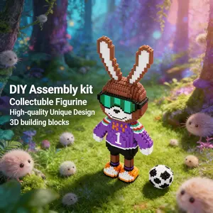 1st Soccer Long-Ear Rabbit 3D Puzzle Building Block Ornament for Home Office Decor, Perfect Gift for Thanksgiving Christmas and Easter