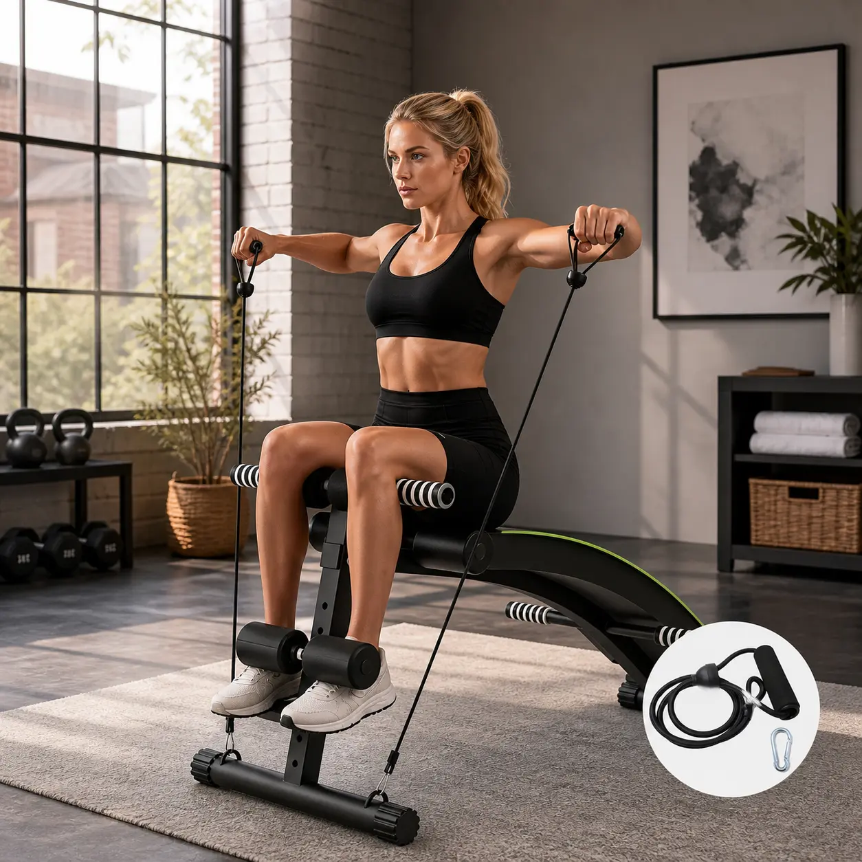 Unisex 2-Pack Stair Stepper Replacement Resistance Bands - Coil Shape, Grips Included, Carabiner Attached, Elastic Rubber for Home Full Body Workout