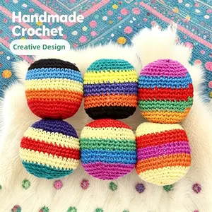 Hand Woven Sandbag Ball Set, Particle Filled Knitted Bean Bag Combo, Assorted Random Styles Casual Play Toy Balls For Indoor Outdoor Entertainment And Daily Interactive Games