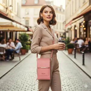 RFID Blocking Waterproof Crossbody Phone Wallet for Women, Transparent Touchscreen Purse with Card Slots & ID Holder, Durable PU Leather Daypack, Quick Access Clear Window, Anti-Slip Magnetic Closure, Lightweight for Daily Use & Outdoor Activities