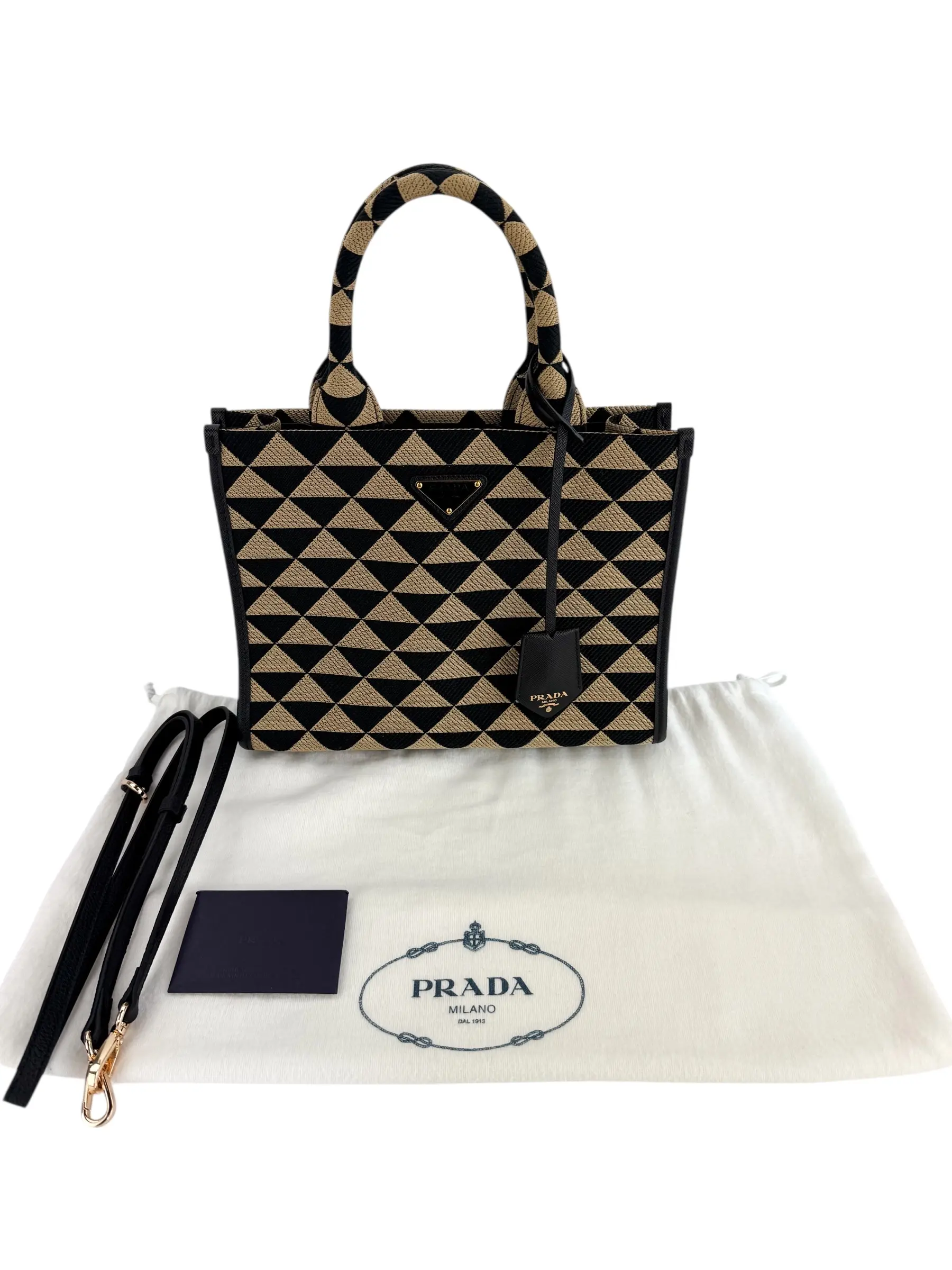 Pre-owned PRADA Symbole Embroidered Tote Bag Tote Bags Symbole Embroidered Tote Bag