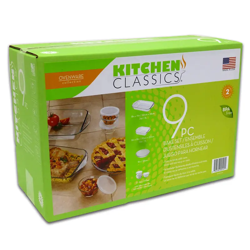 Libra Wholesale 6565345 Kitchen Classics Rectangular Glass Ovenware Bake Set with Lid, Kitchenware, Bakeware