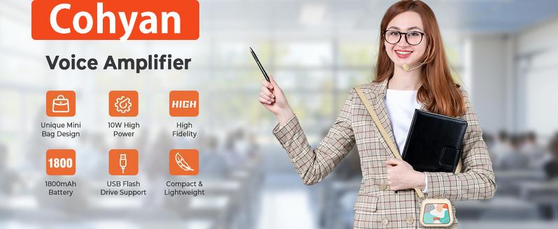 【COHYAN K20】 Voice Amplifier for Teacher,PortableBluetooth Wired Voice Amplifier with MicrophoneHeadset and Speaker, Mini Voice Amplifier forClassroom,Speech,Training,Tour Guide,Mini BagDesign