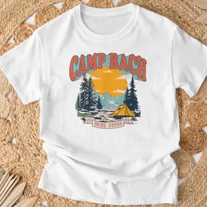 Camp Bach Bride Squad 2024 Retro Camping Bachelorette Party T-Shirt