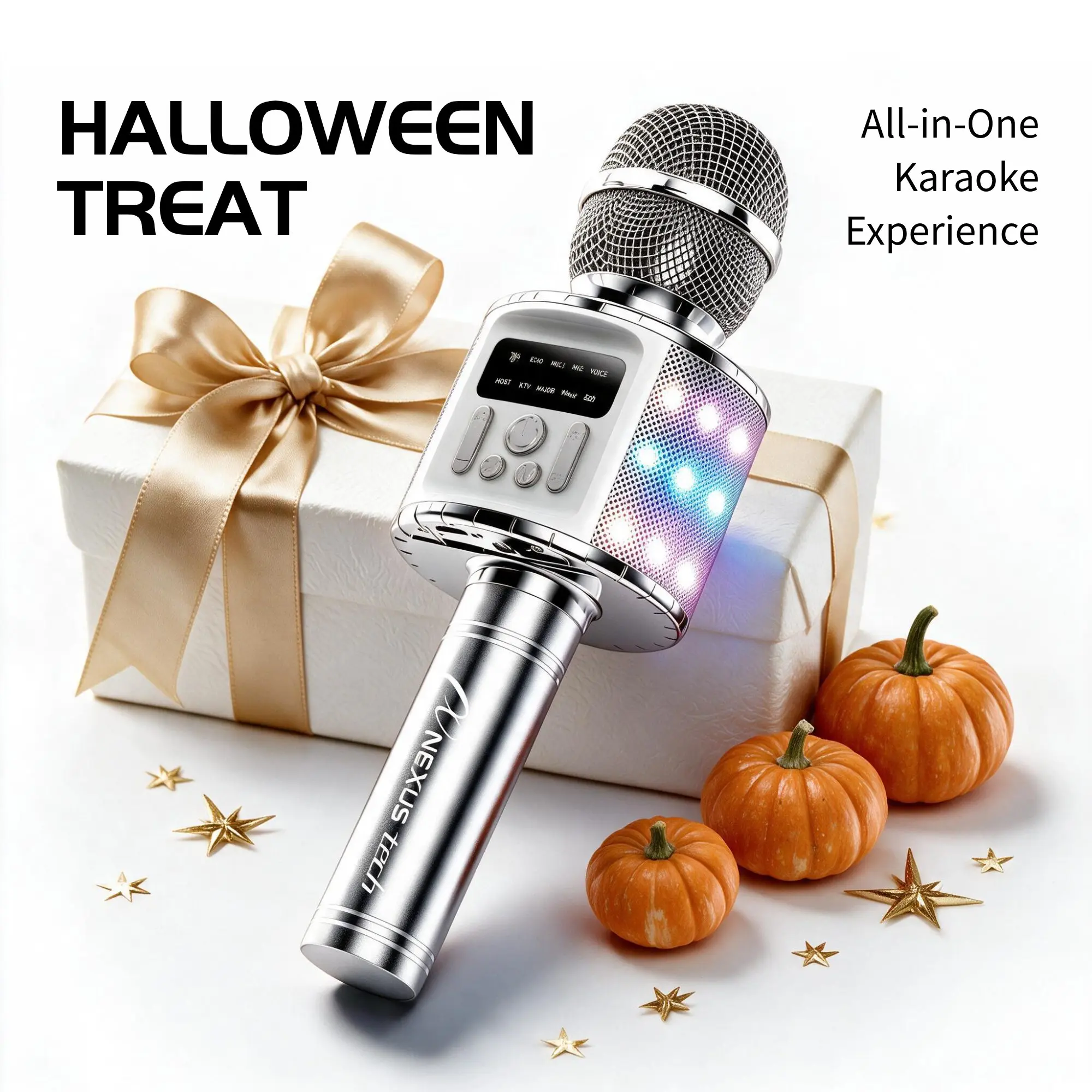 Q9 Max RGB Party Karaoke Microphone with Speaker, Wireless Bluetooth Mic with Voice Changer, 5 Fun Voice Effects, HD Display, TWS Dual Karaoke, Portable Rechargeable Mic for Halloween Party, Birthday & Holiday Gifts