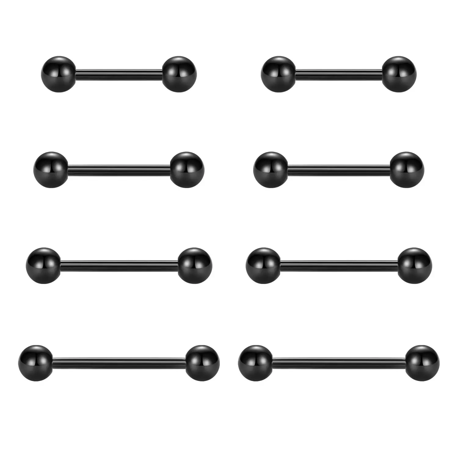 OIDEA 14G 316L Surgical Steel Body Piercing Barbell Set, 8PCS Multi-Length 12-18mm Body-Safe Jewelry for Tongue, Nipple, Unisex Fashion Accessory, Body-Safe Piercing Jewelry