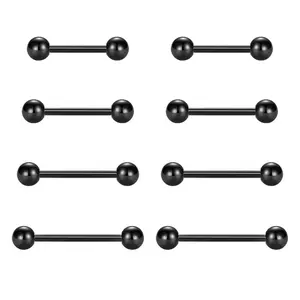 OIDEA 14G 316L Surgical Steel Body Piercing Barbell Set, 8PCS Multi-Length 12-18mm Body-Safe Jewelry for Tongue, Nipple, Unisex Fashion Accessory, Body-Safe Piercing Jewelry