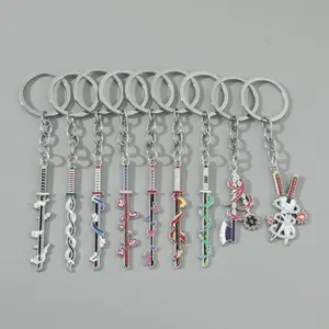 Anime Demon Slaye Sword Keychains Mini Japanese Katana Collection Souvenir Key Chains Enamel Pin Pendant Decor Exquisite Gifts
