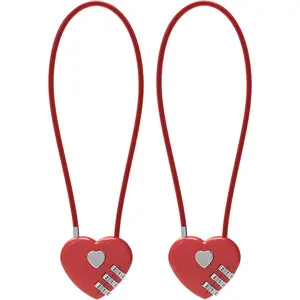 Small Combination Lock, Cable Locks with Combination, Cute Padlock with Code, Long Combo Cable Padlock for Luggage, Suitcase, Cabinet, Pool Gate, French Fridge Door, Motorcycle Helmet