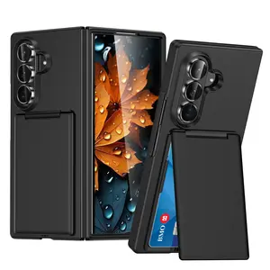 Card Holder Phone Case with Card Slot and Kickstand, compatible with Samsung Galaxy Z Fold 7, Z Fold 6, Z Fold 5. Shockproof protective cover with durable and stylish design, perfectly suitable for daily use.