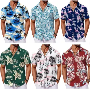 Hawaiian Shirt for Men, Tropical Beach Short Sleeve Button Down Shirt, Quick Dry 3D Print Summer Vacation Casual Top for Cruise Resort Travel Pool Party Camping Outdoor Activities XS-5XL