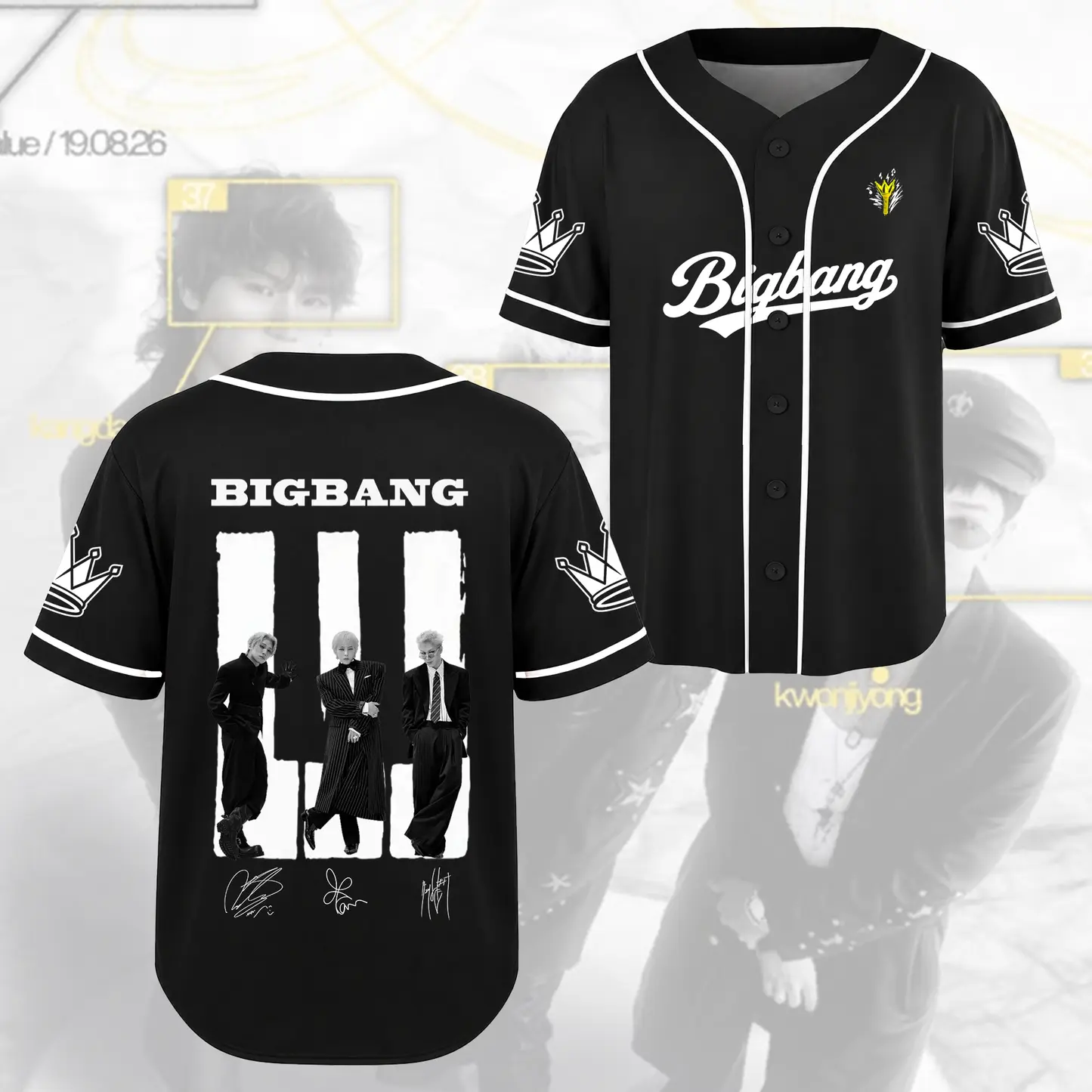 BIGBANG 20th Anniversary Baseball Jersey, Kpop Concert Shirt, Black Button Up Tour Top, Unisex VIP Fan Gift, Korean Music Apparel