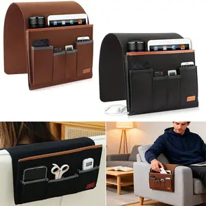 Felt Bedside Storage Bag, Multi Pocket Large Capacity, Hanging Storage Bag, Couch Recliner Armrest, Phone Remote Control Organizer