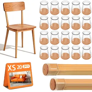20pcs Silicone Chair Foot Protectors, Floor Mats, Scratch-Resistant, Noise Reduction, Easy Installation, Reusable, Hardwood Floor Protector
