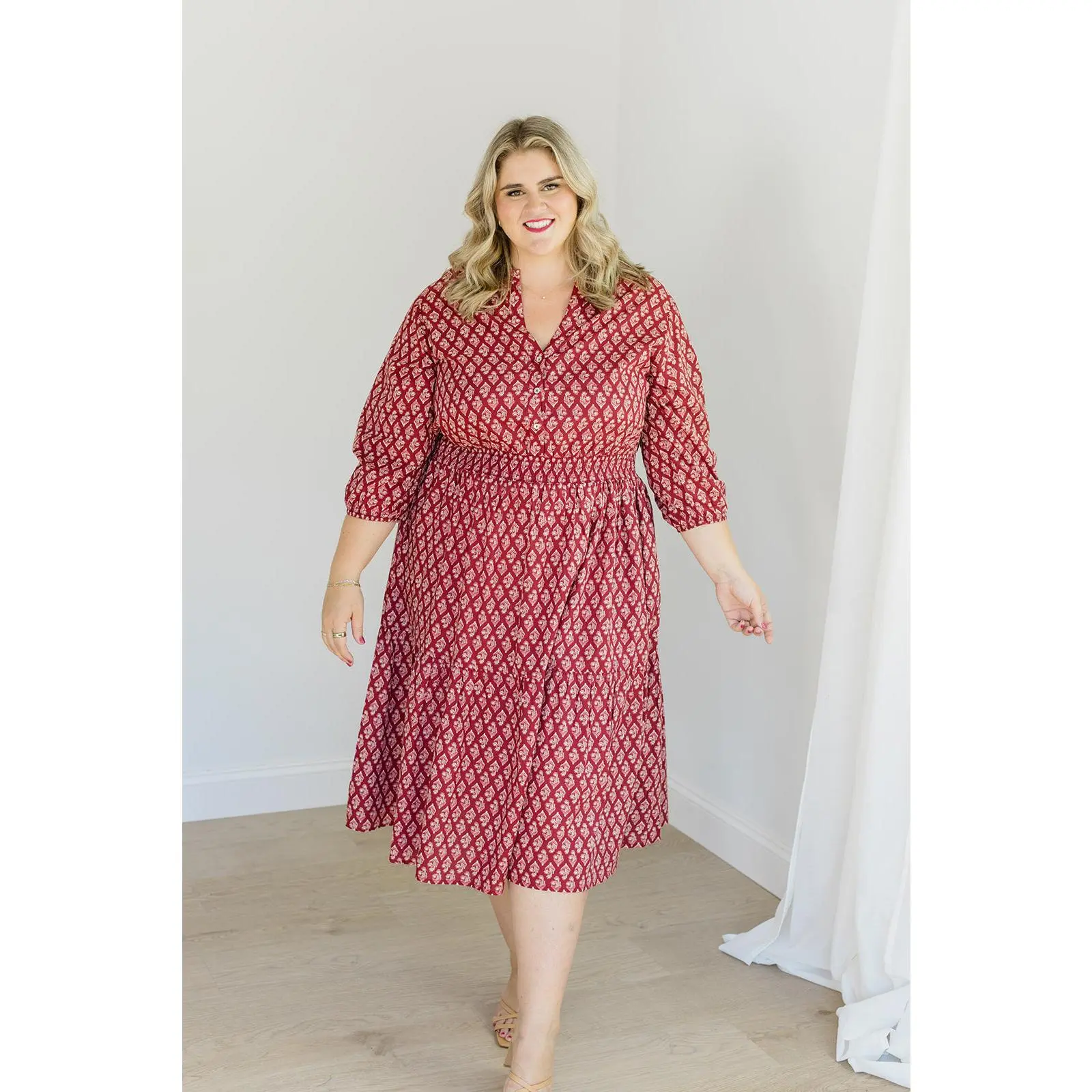 The Francesca Midi Dress in Spiced Merlot