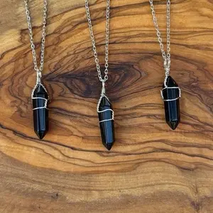 Black Obsidian Silver Wire Wrapped Necklace - Elegant Jewelry for Women