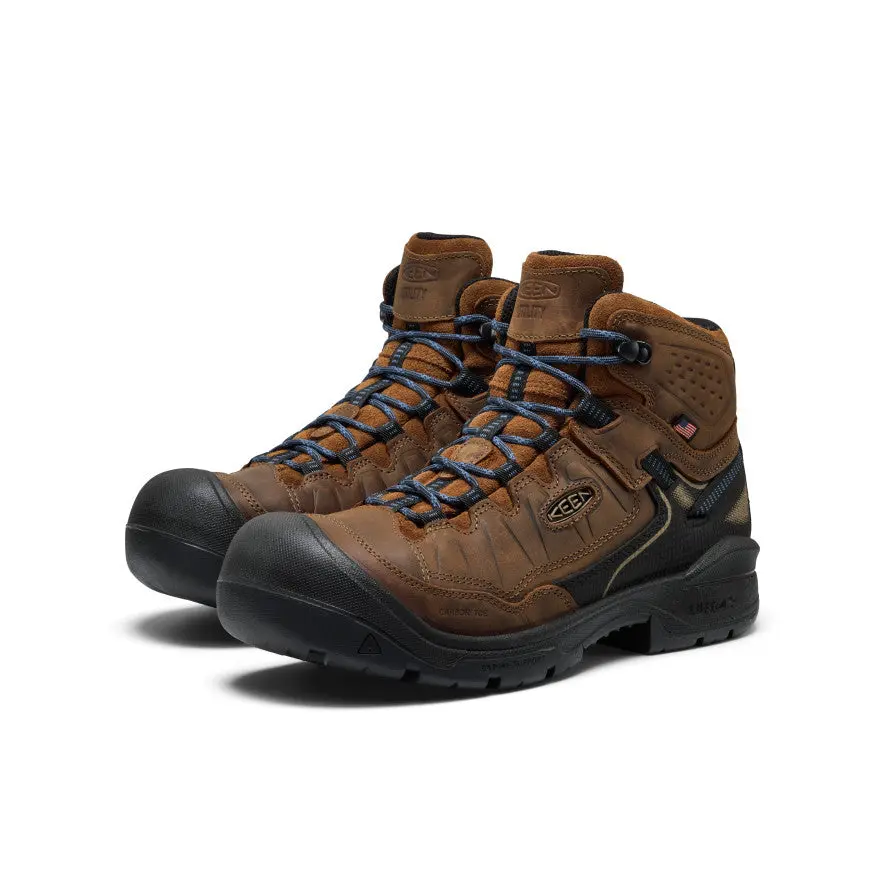 Men's Leather Lace-up Work Boot with Lightweight Carbon Toe, Waterproof, EH Rated, Slip-Resistant Rubber Outsole and Breathable Mesh, Laces, Composite Toe