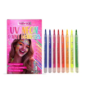 Face & Body Paint Set, Glow in the Dark Neon UV Blacklight Face Paint, Non-Toxic Fluorescent Paint Kit for Party, Festivals, Raves & Cosplay (Easy to Apply & Wash Off)