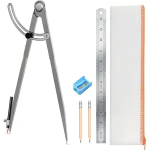 12 Inch Precision Large Compass for Geometry, Woodworking, Drafting and Drawing with Wing Divider and Pencil Holder