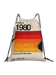 1 piece Crystal Lake Memories On VHS VHS Print Drawstring Bags Men Women Storage Backpack Teenager Travel Bag Multi-function Pocket