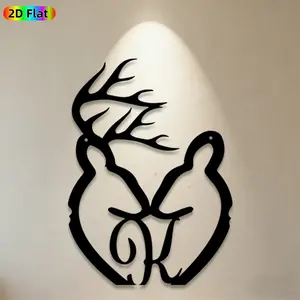 1pc Deer & Geometric Metal Wall Art, Stylish Deer Statue Mural, Ideal Gift for New Year, Christmas, Nature Decor Enthusiasts, Weather-Resistant Metal Wall Decor Wall Sculptures, Perfect for Outdoor Fence & Indoor Living Room Wall, Unique Home Decor Accent
