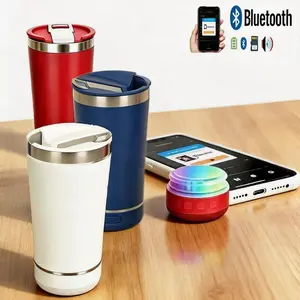 Bluetooth Tumbler Cup & Tumbler with Bluetooth Speaker - 16oz Stainless Steel Insulated Mug, Built-in Rechargeable Wireless Speaker, Multi-Color LED Lights,Mother's Day gift,Perfect Gift Idea