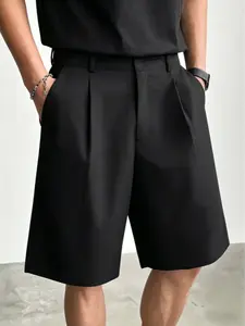 Men’s Summer Drapey Suit Shorts — Knee-Length Casual Business Shorts for Commuting