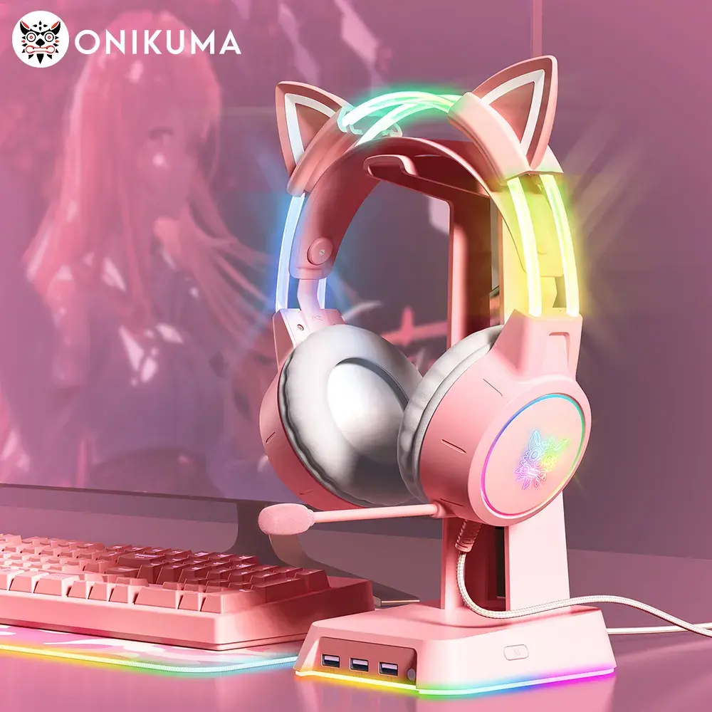 ONIKUMA X15 Pro Wired Headphones with RGB Head Beam & Detachable HD Mic for Gaming PC Audio Cable 50mm Speaker 2.2m Cable