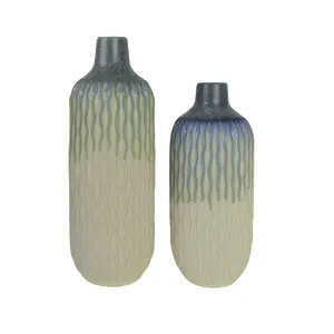 Set of 2 Decorative Ombre Ceramic Urns - Textured Design | Aria Home