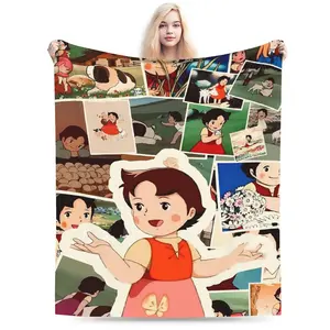 Heidi's Memories cartoon theme printed flannel blanket, soft and light, suitable for all seasons, multi-purpose, suitable for sofa, home, outdoor