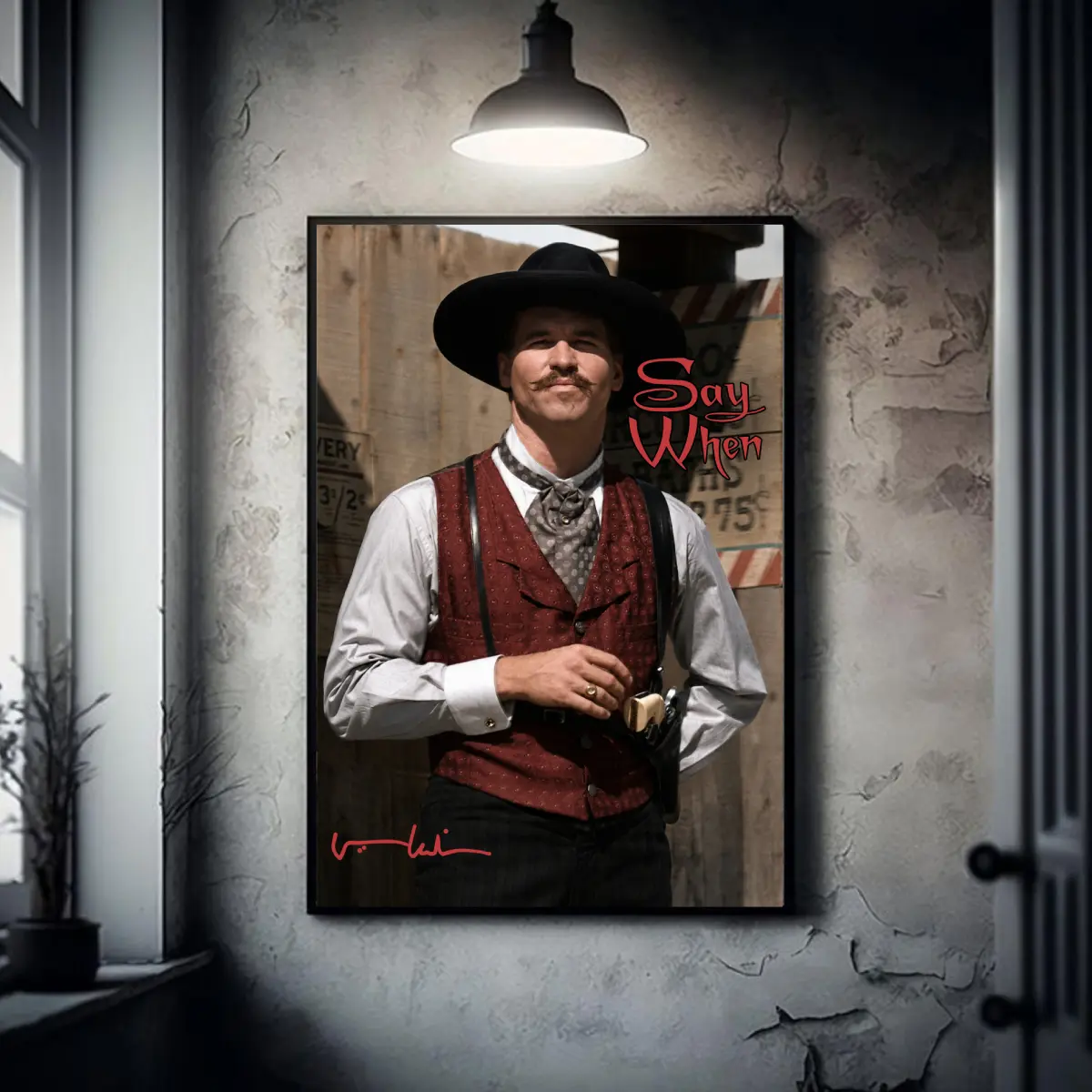 Vintage Tombstone Movie Wall Poster (No Frame), “Say When” Quote Doc Holliday Wall Art, Classic Western Art, Made In USA