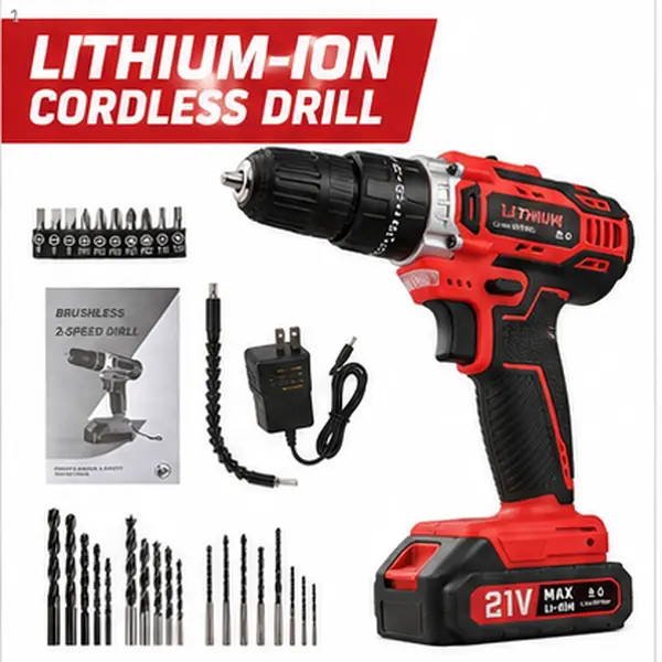 21V Cordless Drill Driver Kit with Battery and Charger, 25+1 Torque Settings, 2-Speed Control, LED Work Light, Drill Bits and Flexible Shaft for Home DIY, Furniture Assembly and Repair