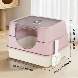 Pink Enclosed Galaxy Cat Litter Box - Sealed Odor Prevention, Sand Scatter Control, Stable, Durable, Ideal for Cat-Owning Pet Families