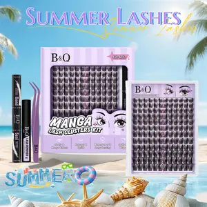 Side Spike Kit l B&Q Manga Series Individual Spider Lash Clusters,CC-Curl,Bond & Seal(8-18MIX) for DIY Eyelashes Extension Kit Outdoorfun Makeup Cosmetic Spiky Cartoon Anime Wet Vibe Lash #SummerVibes outdoorfun