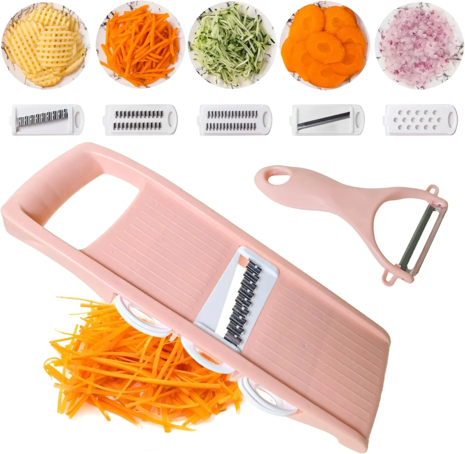 Mandoline Slicer for Kitchen 7-in-1 - Potato/Cheese/Vegetable/Carrot/Cucumber Grater, Slicer, Cutter, Grinder for Versatile Use