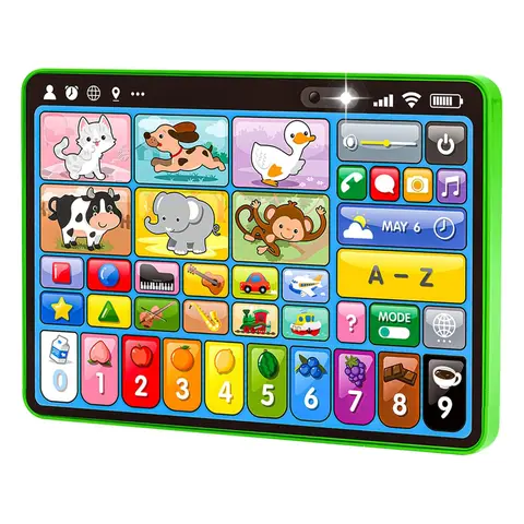 Montessori-Inspired Unisex Trilingual Toddler Tablet (New Version) - Ergonomic Kids Toy, Tactile Buttons, Sounds & Speech, 3-Lang Learning, 4 Modes for Active Learning, Animal Icons, ABCs, Colors, Animals Taught (Ages 1-3)