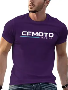 Men's CFMOTO RACING Graphic T-Shirt - Black & White Moto Racing Tee,Trendy Soft Short Sleeve Crew Neck Tee for Casual Streetwear, Gym, Workout | Holiday Gift for Dad, Husband, Boyfriend (Father's Day, Christmas, Birthday),Plus Size T-Shirts,  Menswear