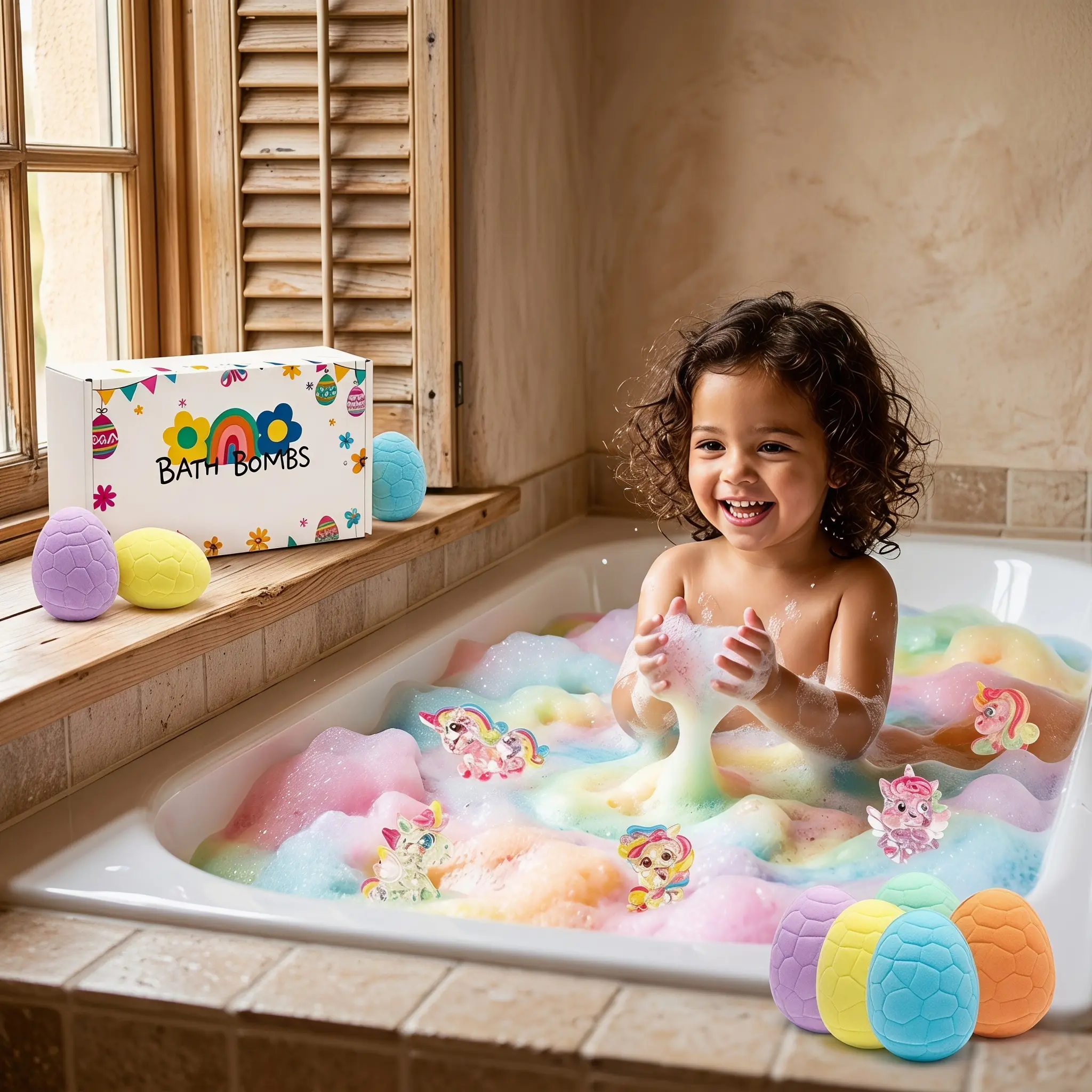 6-Pack Surprise Foaming Bath Bombs with Hidden Unicorn Figures, Gentle Allergy-Free & Antibacterial Bath Set, Lemon Scented Bath Fizzies, Ideal Birthday Gift for Girls