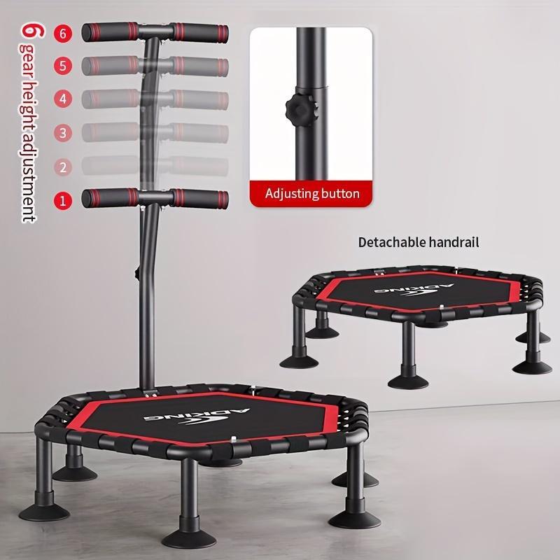 50 Inch Hexagonal Exercise Equipment Foldable Trampoline 400LB Capacity Adjustable Height for Home Gym