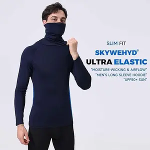 3 Pack Men's UPF 50+ Sun Protection Hoodies, Long Sleeve Moisture Wicking Shirts with Face Mask for Fishing