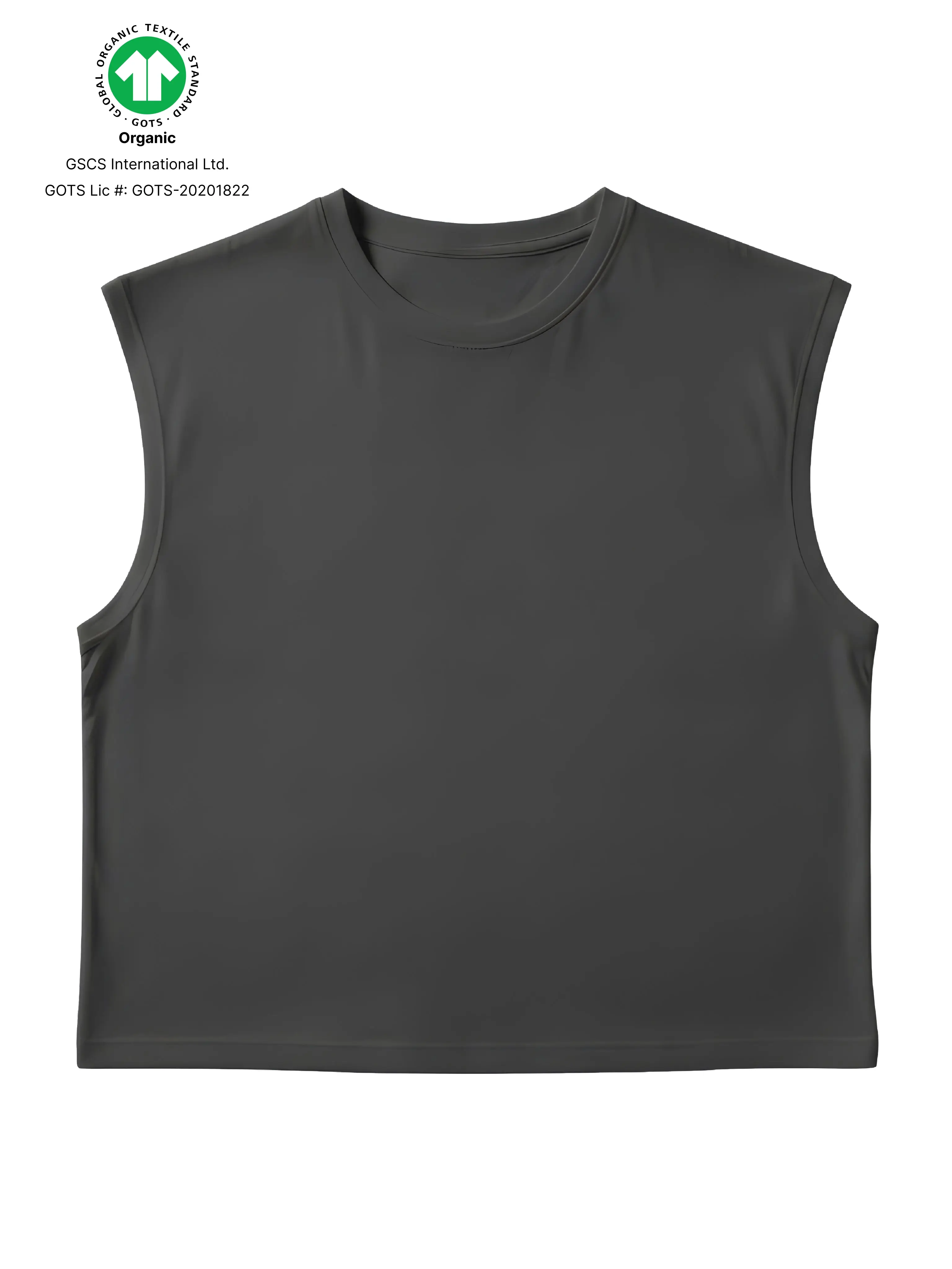S22 Cropped Sleeveless Shirt Unisex — 220 GSM Organic Cotton -Volcanic Ash