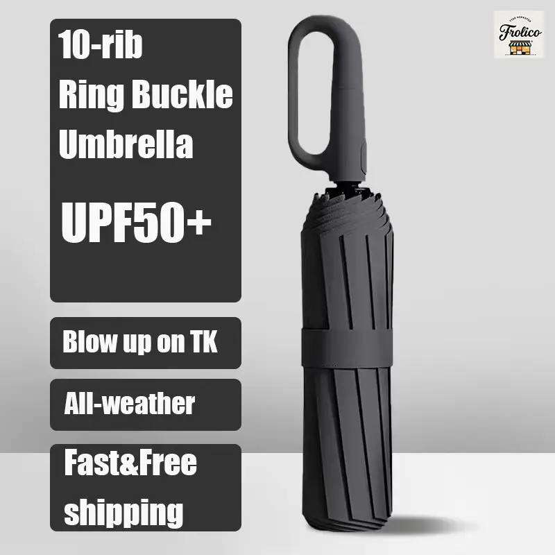 Automatic Folding Umbrella, 1 Count/60pcs Portable Rain Umbrella with Loop Buckle, Windproof & Waterproof Umbrella for Men & Women, Household Items