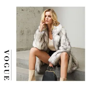 VOGUE Women's 2025 Autumn Winter White Base Black Tip European American Mid-Length Blazer Coat Faux Fur Imitation Shearling Outerwear Chic Elegant Long Sleeve Jacket winter clothes women