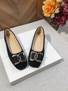 Square Toe Ballet Flats, Textile Upper, Soft, Rubber Sole, Casual Style, All Seasons, Comfortable & Versatile, Perfect for Daily Wear, Footwear