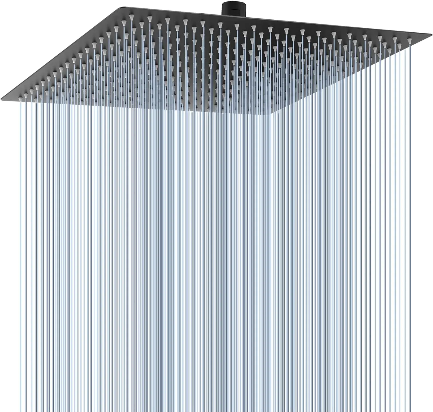 Square Rainfall Showerhead, 16-Inch Oversize, Matte Black Stainless Steel – High Pressure, Full Body Coverage, Universal Ceiling or Wall Mount, Contemporary Bathroom